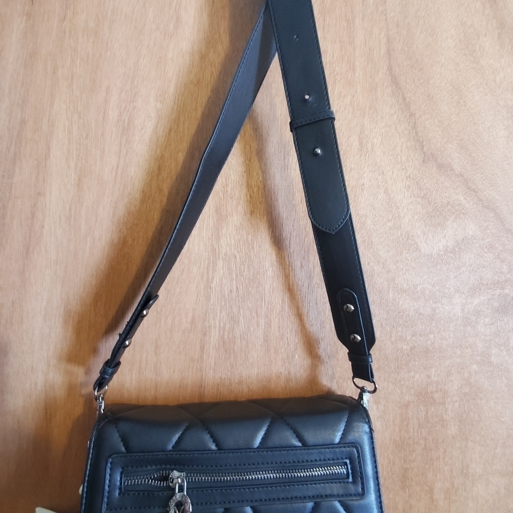 Valentino Orlandi Black Quilted NWT. VEGAN LEATHER.  Gun metal - Picture 8 of 10